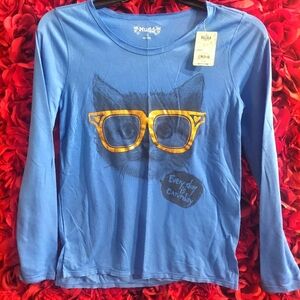 Mudd Girls NWT Raw Edge High Low Tee "Everyday is Caturday" Long Sleeve Size 12